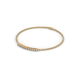 <b>Gold</b> Plated Diamond Bracelet Bezel <b>Set</b> Link <b>Bangle</b> for Women Party Wedding Jewelry - Product Image 2