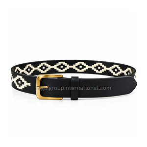 Ceinture en cuir polo multi-couleurs personnalisable, cousue à la main, anti-poussière, unisexe, accessoire sportif, boucle à ardillon dorée, personnalisable - Product Image 1