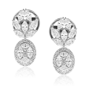 Luxury Flower <b>Stud</b> <b>Earrings</b> With Marquise Cut Diamond Halo 925 <b>Silver</b> Women Wedding Jewelry - Product Image 2
