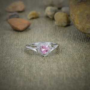 Bague en argent sterling 925 avec kunzite rose créée en laboratoire, bijoux en pierres précieuses faits à la main, cadeau élégant pour femme, bague tendance - Product Image 1