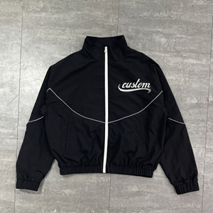 Sweat à capuche coupe oversize en nylon personnalisé, coupe carrée, coupe-vent, broderie, fermeture éclair, pour hommes - Product Image 3