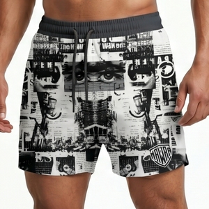 Mawra Men's Black White Abstract Print <b>Shorts</b> Quick Dry Regular Fit Gym Training Workout Beach <b>Shorts</b> For Unisex - Product Image 1