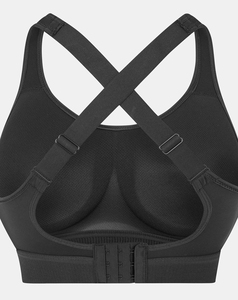 Soutien-gorge de sport noir sans coutures de qualité supérieure, bretelles croisées, motif uni, col carré, maintien élevé, respirant, pour yoga, devant 2026 - Product Image 4