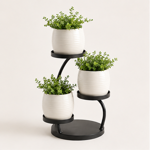 New Arrival Vintage Style 3-Tier Spiral Metal Plant <b>Stand</b> with White Metal <b>Pots</b> Modern Minimalist Desktop Flower <b>Pot</b> Rack - Product Image 1