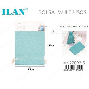 Borsa in tessuto multiuso Ilan 15x20 cm Confezione da 2 Blu Piscina - Product Image 2