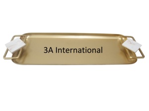 3A International Handmade Commercial Grade Round <b>Mirrored</b> Serving <b>Trays</b> <b>with</b> Handle Polished Metal Finish Restaurant Use - Product Image 6