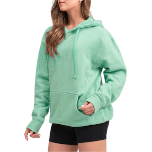 Sudadera con Capucha Extra Grande para Mujer, Color Morado Sólido, Manga Larga, Felpa de Algodón, Informal para Otoño, con Bolsillos - Product Image 1