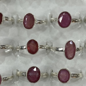 Natural Ruby Stone <b>Rings</b> Wholesale German Silver <b>Adjustable</b> Handmade Oval Cushion Cut Red Ruby Love Theme Jewelry Bulk - Product Image 5