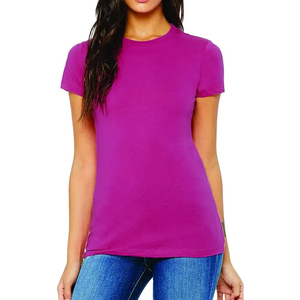 T-shirts pour femmes en coton 100% - Design de qualité supérieure, respirants, anti-rides, coupe décontractée, manches courtes, tricotés, couleur unie - Product Image 5