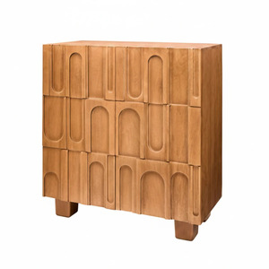Buffet bar en teck massif de 36 pouces, credenza moderne à arche géométrique avec rangement pour vin - Product Image 5