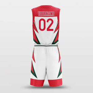 Ensemble d'uniformes de basketball personnalisés pour hommes Fantasy Wear – Blanc, Rouge, Noir – Col en V – Impression par transfert thermique – 100 % polyester respirant et à séchage rapide - Product Image 4