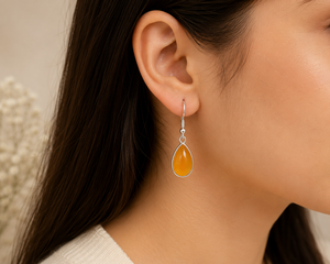 Natural Yellow Onyx Teardrop Dangle Earrings 925 <b>Sterling</b> <b>Silver</b> Bezel Set Gemstone Ear <b>Wire</b> Handmade Bohemian Jewelry Women - Product Image 2