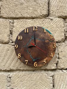 Reloj de Pared de Resina Epoxi y Madera Natural Premium, Hecho a Mano, Estilo Río, Silencioso, de Cuarzo, Decoración Moderna para el Hogar, Artículo de Regalo - Product Image 5