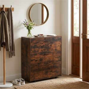 Letto a scomparsa mobile Rustic Brown 86.5 x 34 x 41.5 con ruote in ferro bloccabili, pannello ospiti pieghevole salvaspazio in schiuma da 4 pollici - Product Image 5