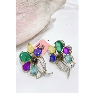 Encantadores Pendientes de Botón con Forma de Flor y Cristales de Estrás, Aleación Chapada en Oro, Joyería de Estilo Bohemia para Mujer, para Fiestas - Product Image 1