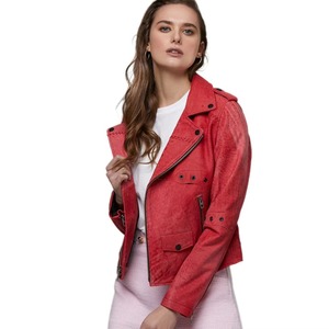Custom Logo Women Leather Fashion Jacket Plus Size Leather Coat Heavy Duty <b>Zipper</b> Closure For Casual And Outerwear Wear - Product Image 6