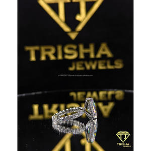 Designer Engagement <b>Ring</b> VVS Moissanite Diamond <b>Emerald</b> Cut 925 Sterling <b>Silver</b> Bling Jewelry By Trisha Jewels - Product Image 2