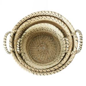 Ensemble de 3 paniers en jonc de mer avec poignées, paniers de rangement faits à la main, vente en gros, écologiques, fabriqués au Vietnam - Product Image 3