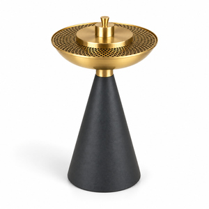 Brûleur d'encens moderne en acier inoxydable Alabanza Enterprises, base conique or et noir, diffuseur d'aromathérapie en bambou 100% naturel - Product Image 4