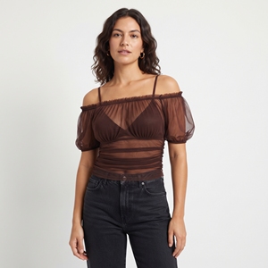 Sexy Off Shoulder Sheer <b>Mesh</b> Fashion Top Ladies Sheer Transparent Off Shoulder Blouse Sexy Women Sheer <b>Mesh</b> Off Shoulder <b>Shirts</b> - Product Image 1