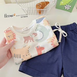 Vêtements d'été décontractés pour enfants de haute qualité, t-shirt à manches courtes à imprimé animal uni, ensemble de vêtements pour garçons, boutique de mode - Product Image 6