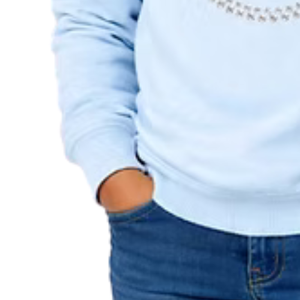 Sudadera con estampado de corazón azul claro para niñas, suéter informal de manga larga, ropa cómoda para el día a día - Product Image 4