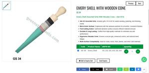 Juego de Conos de Esmeril con Base de Madera, 6 Piezas, Granos Surtidos 1.0 a 6.0, Herramientas Abrasivas para Pulir Joyería |   N.º de artículo GS-34 - Product Image 2