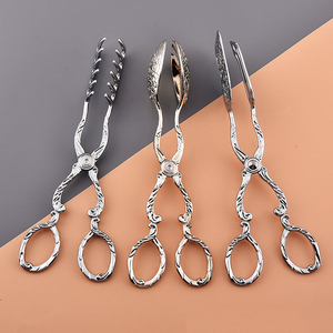 Pinzas de cocina de estilo europeo de fábrica, pinzas de metal de mango largo y grueso para alimentos, pinzas de acero inoxidable para hielo y pan para el hogar - Product Image 3