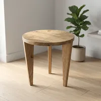 Table d'appoint ronde en bois moderne, design scandinave, meubles de salon faits à la main, structure en bois massif