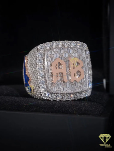 Hip Hop AP Letter Ring With Moissanite Diamond Luxury Bling Jewelry For Streetwear Style - Product Image 1