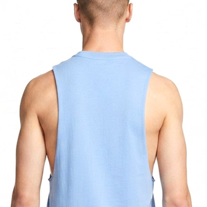 Débardeur sans manches bleu clair pour homme, col rond, couleur unie, tricoté, décontracté, respirant, écologique, vente en gros - Product Image 5