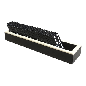 Jeu de dominos professionnel double six fait main, noir avec points blancs, qualité supérieure, avec cadeau inclus - Product Image 1