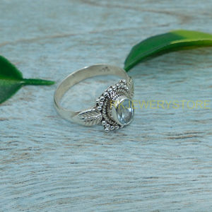 แหวนบลูโทแพซคุณภาพสูงธรรมชาติ แหวนเงินแท้ 925 สำหรับผู้หญิง แหวนพลอยสีฟ้า แหวนสเตทเมนท์ ของขวัญเครื่องประดับ - Product Image 4