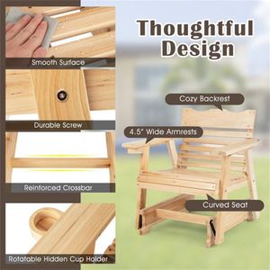Sedia a dondolo da esterno in legno con schienale alto e braccioli allargati - Product Image 6
