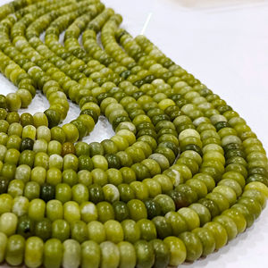 ลูกปัดพลอยสีเขียวธรรมชาติ จาฮาร์ โมห์รา รอนเดลล์ เรียบ 8 มม. - Product Image 4