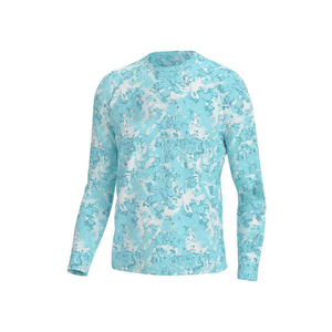 เสื้อเชิ้ตแขนยาวผู้ชาย ป้องกันแสงแดด UPF 50 ลายพิมพ์นามธรรมสีน้ำเงิน ผ้าโพลีเอสเตอร์ เสื้อคลุมสำหรับผู้ใหญ่ เหมาะสำหรับตกปลา - Product Image 1