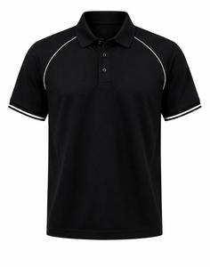 Chemise noire à manches courtes pour homme, couleur unie, tricotée en Spandex/Coton, respirante, séchage rapide, coupe décontractée, boutonnée, coupe classique - Product Image 1