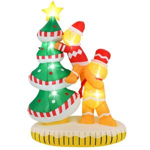 Albero di Natale Gonfiabile Impermeabile IP44 da 2,1 m con Omino di Pan di Zenzero, Decorazione Esterna Autogonfiabile per Giardino con 7 Luci LED - Product Image 1