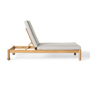 Tumbona de teca maciza para exteriores con ruedas y cojín – Cama de día ajustable para piscina, patio, hotel, resort, villa - Product Image 3