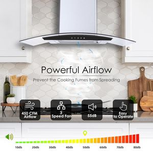 Cappa aspirante da parete da 30 pollici con 450 CFM, convertibile canalizzata/senza condotto, 3 velocità, filtro in acciaio inossidabile per ventilazione cucina - Product Image 5