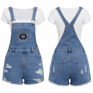 Combinaison en jean sans coutures taille haute, salopette courte sans manches pour femme, longueur genou, idéale pour le printemps – Nouveauté très prisée - Product Image 2
