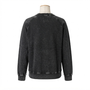 Mens <b>Black</b> Acid Wash Crewneck <b>Sweatshirt</b> With Text Print Casual Streetwear Pullover Top - Product Image 4