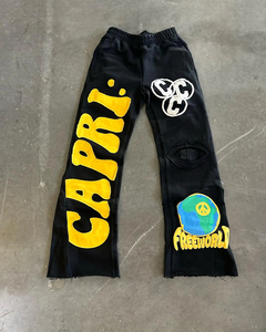 Pantalones Deportivos Personalizados con Estampado Puff y Bordado Desgastado para Hombre, Pantalones Cargo de Alta Calidad, Pantalones Jogger Acampanados Y2K - Product Image 3