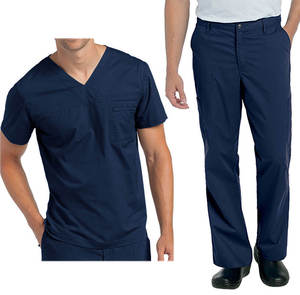 Medical Doctor Nursing Men Scrubs <b>Tops</b> Cotton Adults Uniform Short Sleeves Soft Stretchy Men Nurse Scrubs Sets XS XL 6XL Size - Product Image 1
