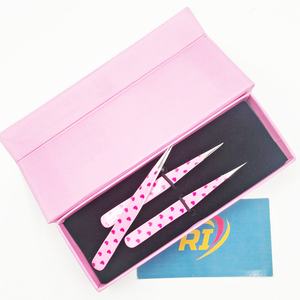 Pinzas para Cejas con Diseño de Corazón Rosa, Antiestáticas, Ecológicas, con Recubrimiento de Papel, Logotipo Personalizado, Punta Inclinada de Acero Inoxidable, Precisión Extrema - Product Image 1