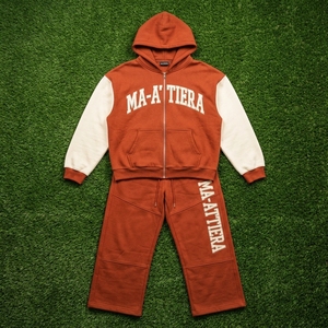 Conjunto Deportivo de Dos Piezas Personalizado para Hombre, Sudadera con Capucha y Cremallera Completa en Bloques de Color y Pantalones Deportivos de Pierna Ancha - Product Image 6