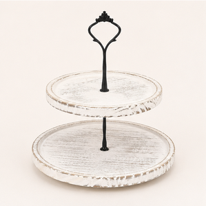 2-Tier Wood <b>Cupcake</b> <b>Stand</b> & Tiered Dessert Display Whitewashed Farmhouse Cake <b>Stand</b> for Birthday Party and Catering Events - Product Image 5