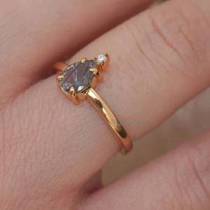 Natural Black Rutile <b>Ring</b> Pear Drop <b>Ring</b> 14K 925 Sterling <b>Silver</b> <b>Ring</b> Engagement <b>Ring</b> <b>Solitaire</b> <b>Ring</b> Promise <b>Ring</b> Women Gift - Product Image 4