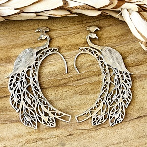 Hot Selling <b>Cuff</b> <b>Earrings</b> Tribal Brass Jewelry Women Silver Plated Animal Peacock Filigree <b>Ear</b> <b>Cuffs</b> <b>Earrings</b> Wholesale/OEM/ODM - Product Image 1