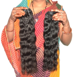 Extensiones de Cabello Humano Remy Ondulado Natural Indio Negro Sin Procesar con Corte Recto y Cutícula Alineada para Tejer - Product Image 4